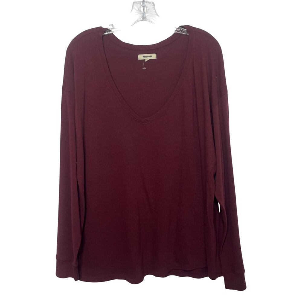 Madewell VNeck Long‎ Sleeve Shirt Tshirt Womens Burgundy Large New WOT